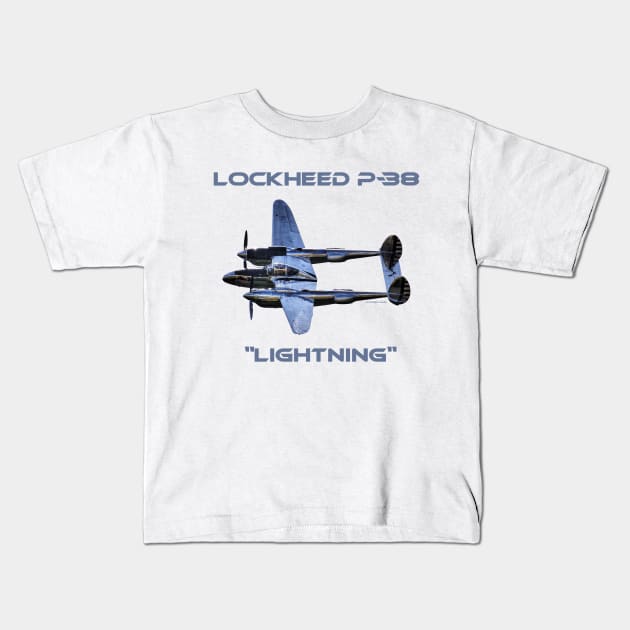 Lockheed P-38 Lightning - without Background Kids T-Shirt by holgermader